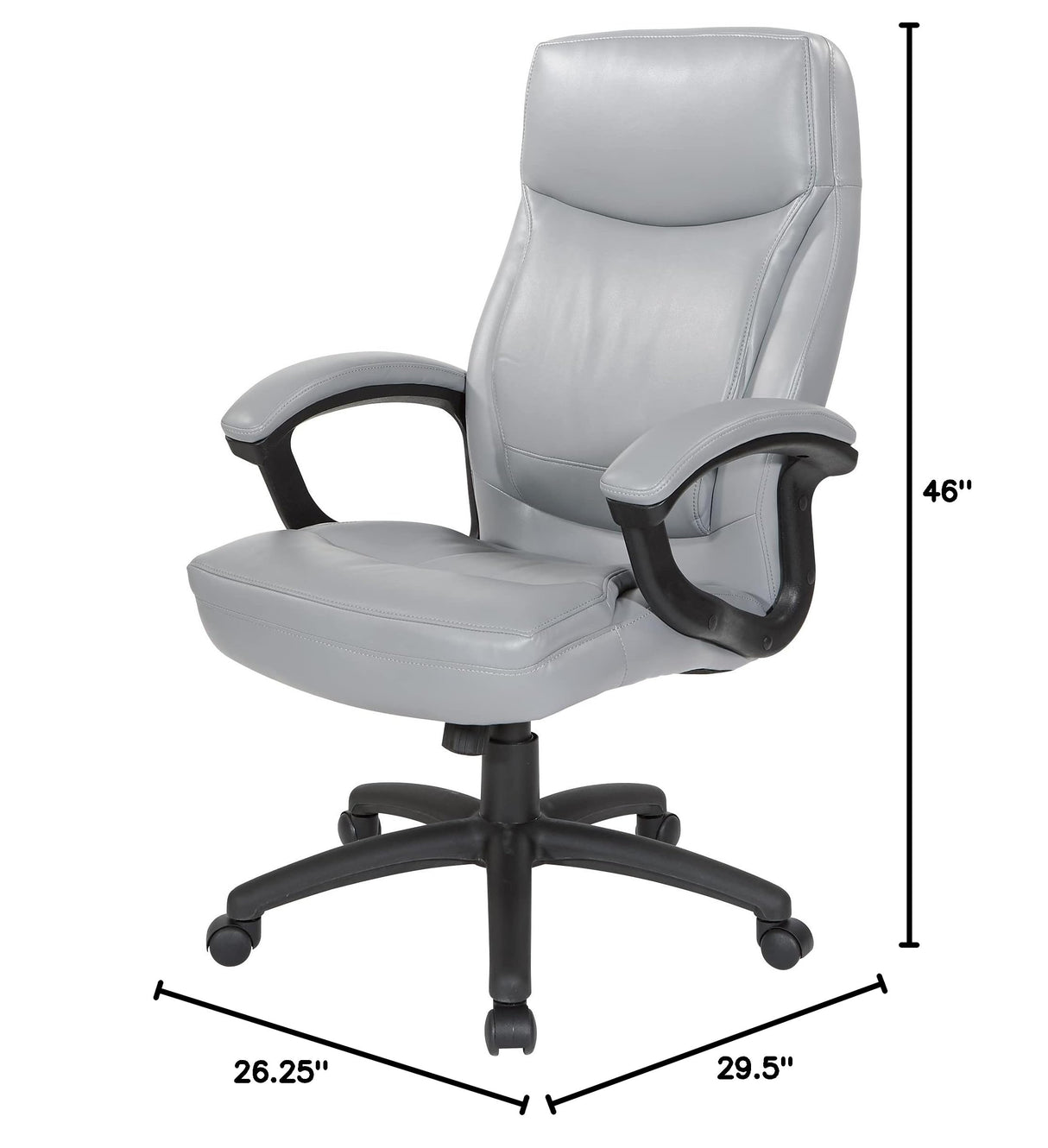 Executive High Back Bonded Leather Office Chair with Thick Padded Seat, Locking Tilt Control, and Nylon Loop Arms, Charcoal