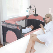 5 in 1 Baby Crib, Bassinet Beside Sleeper, Pack and Play with Bassinet and Changing Table