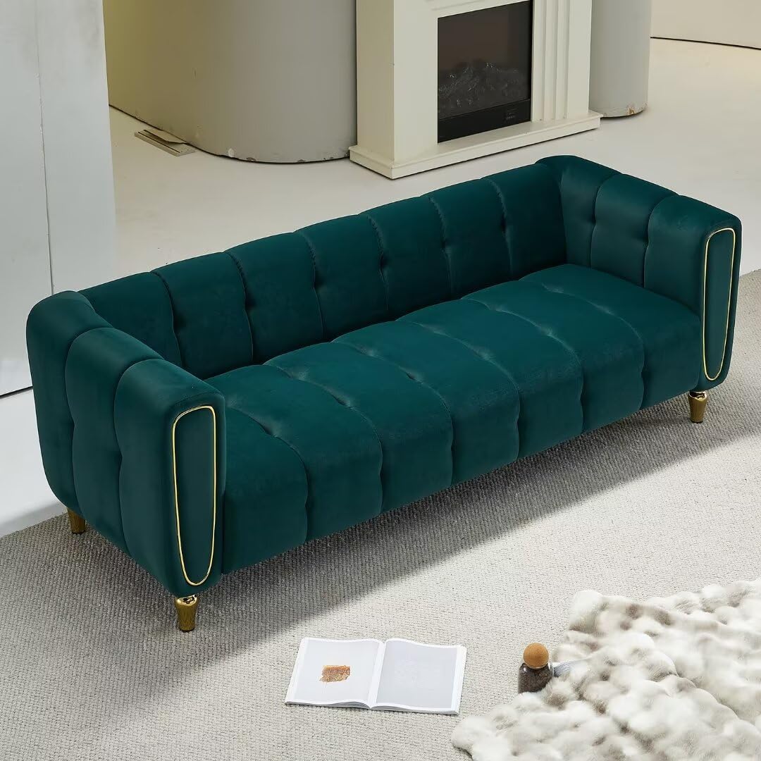 83.07" Sofa Couch, Loveseat Sofa, Couches for Living Room, Comfy Velvet Vintage Sofa