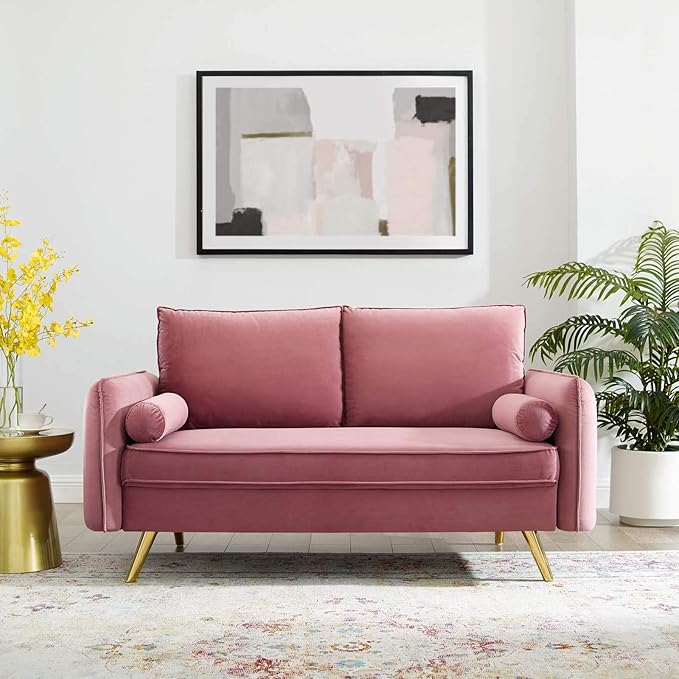 Revive Performance Velvet Sofa, Dusty Rose