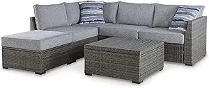 BM315923 4 Piece Outdoor Sectional Sofa, Chaise, Storage Table, Throw Pillows