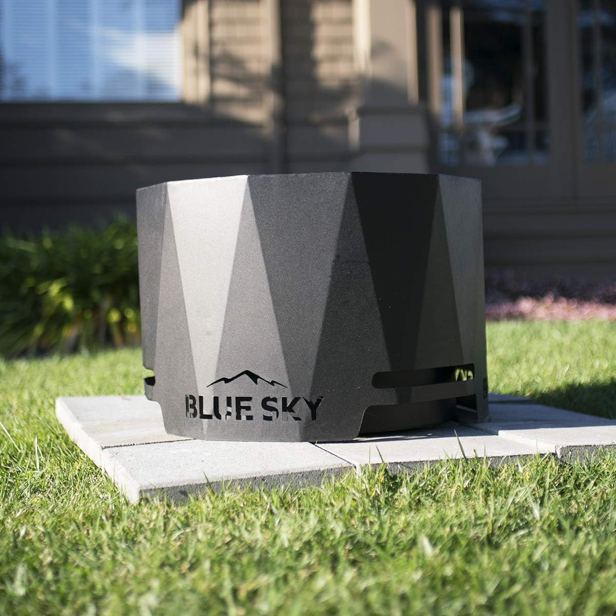 24” Steel Peak Patio Smokeless Fire Pit with Spark Screen Kit, Firewood