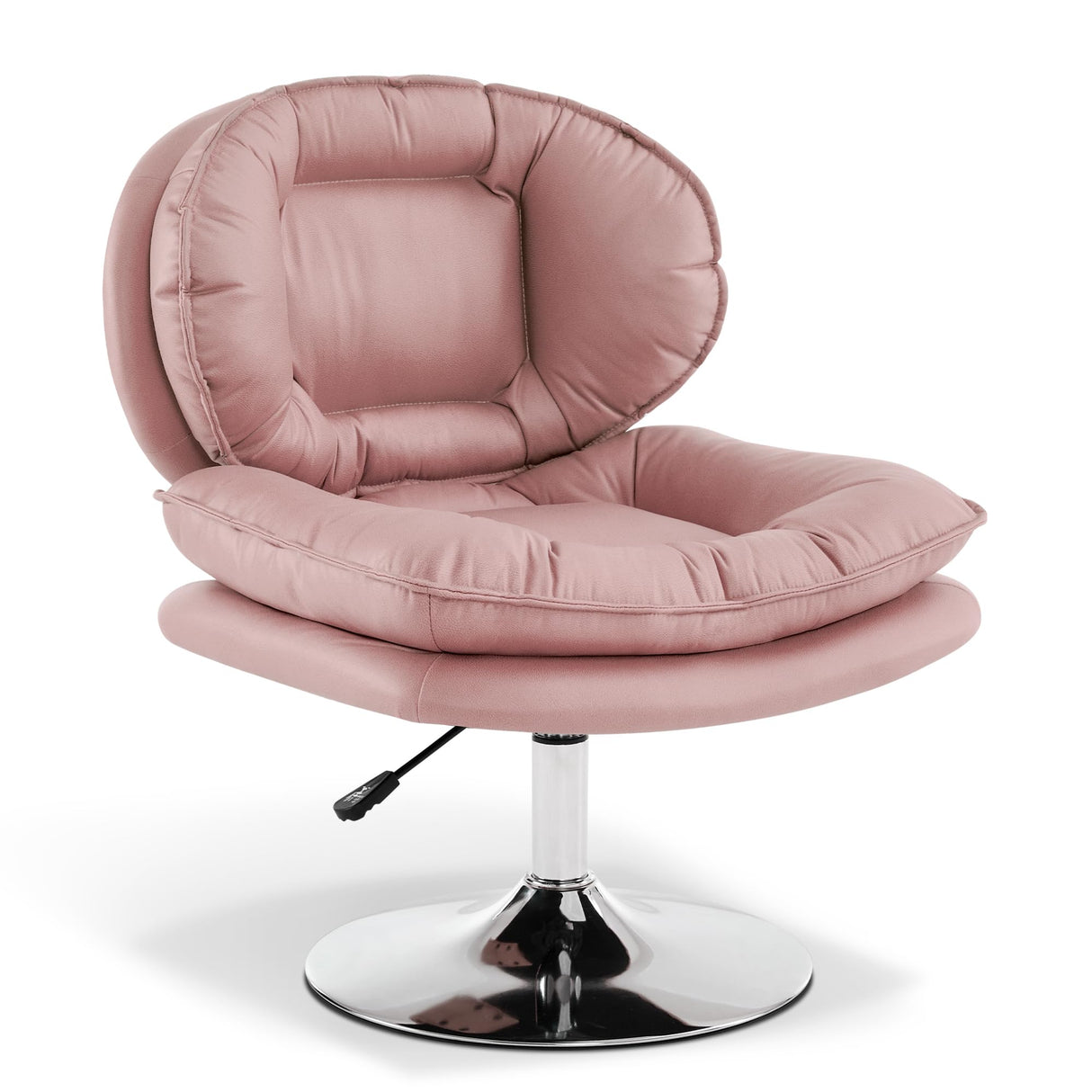 Armless Swivel Accent Chair with Height Adjustment - Pink Tech Cloth Vanity Chair