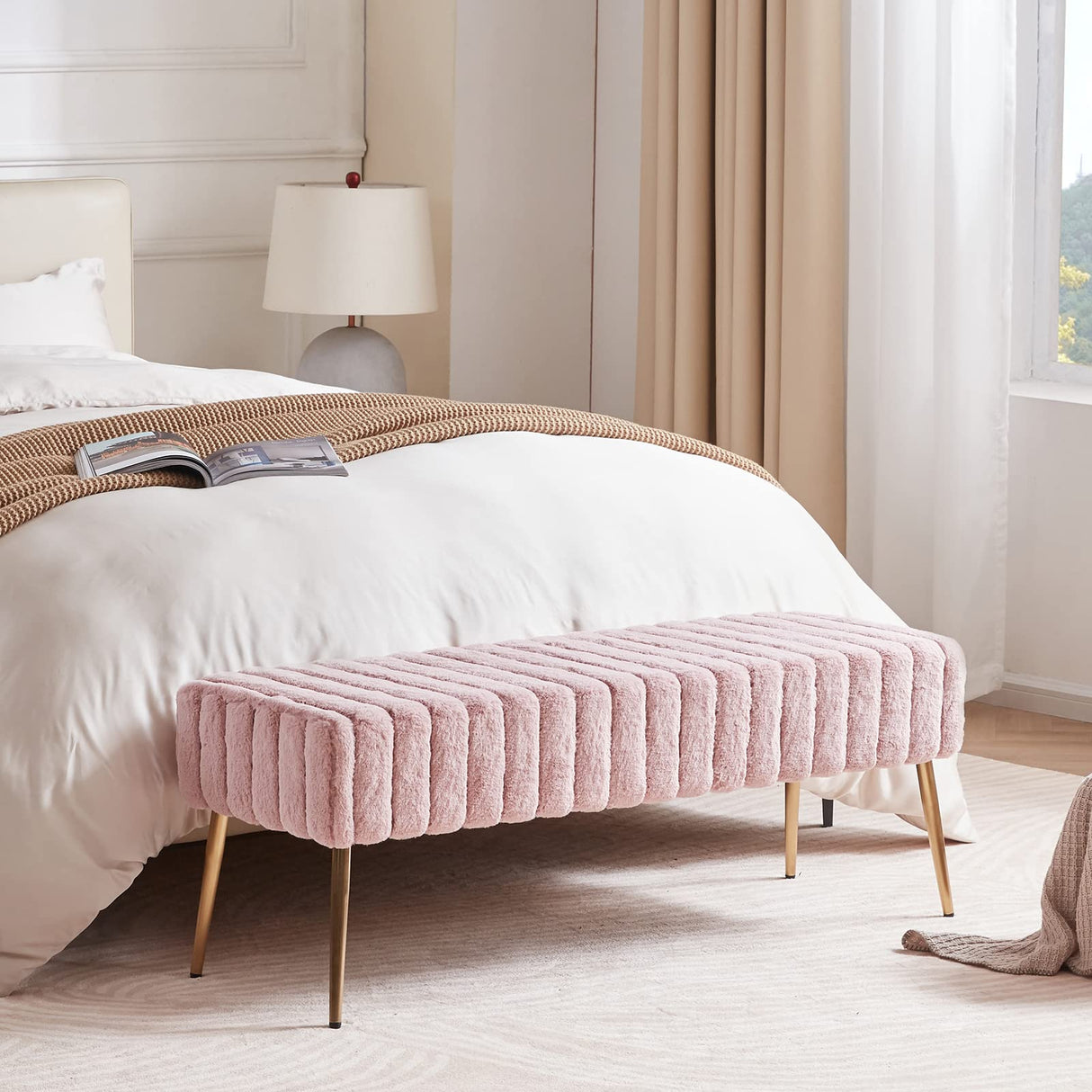 Stitched Upholstered Bedroom Benches