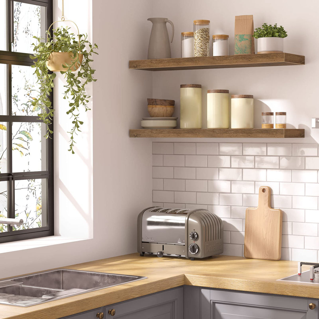 Floating Shelves, Wall Shelf Set of 2, Hanging Shelves with Invisible Brackets