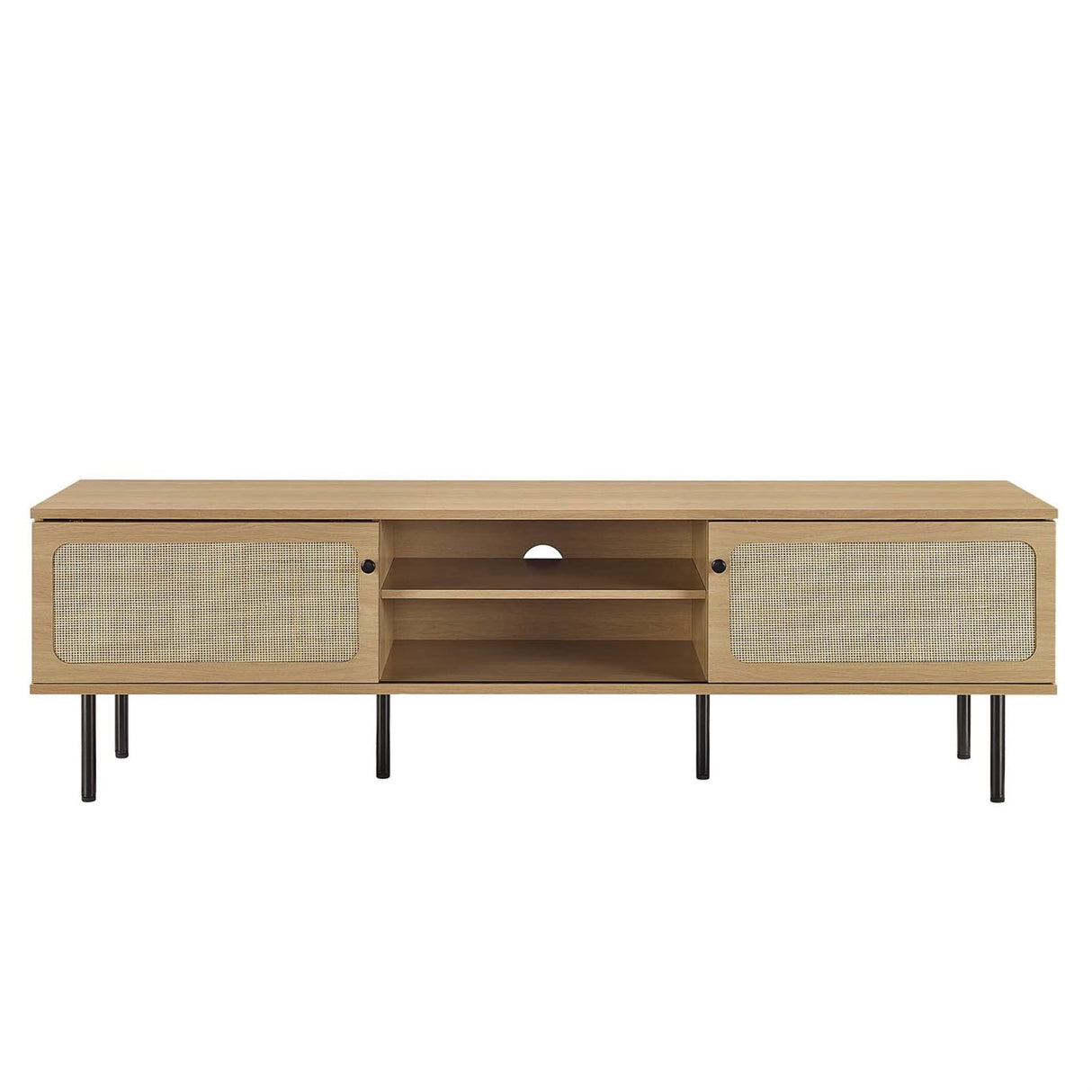 Cambria Rattan and Particleboard TV Stand for TVs up to 70" in Oak