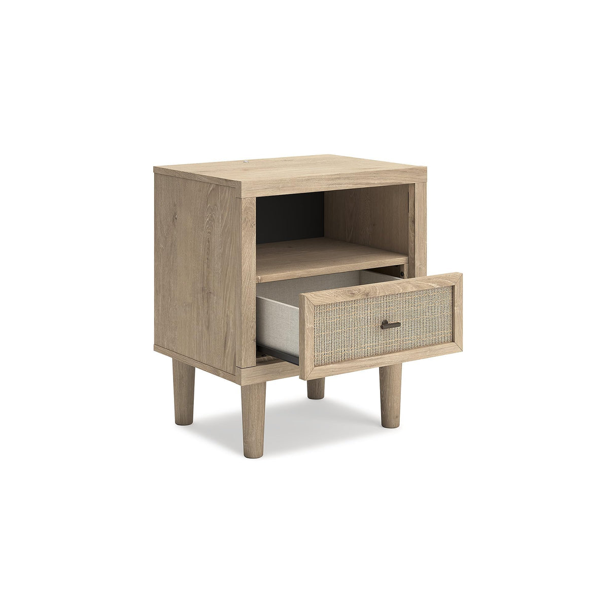 Cielden Farmhouse 1 Drawer Nightstand with Open Shelf, LED Lights, Wireless Charging