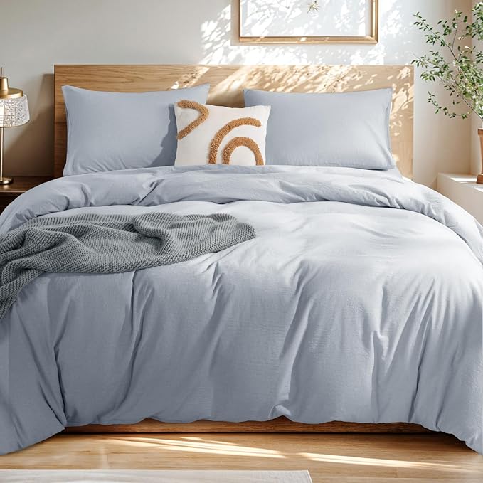 100% Washed Cotton Duvet Cover Set 3 Pieces Cotton Duvet Cover Set 2 Pillowcase