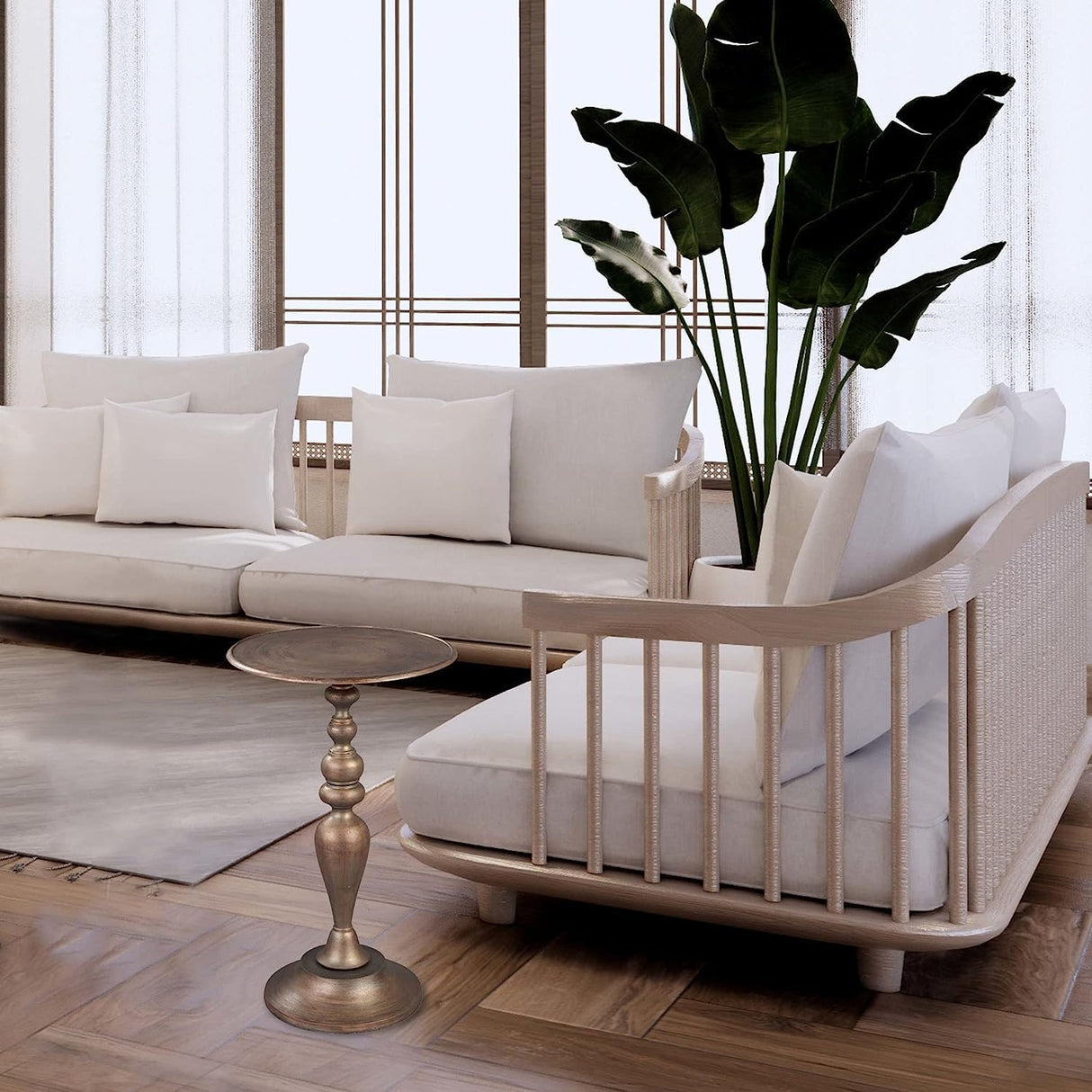 Furniture Antique Brass Finish, Durable Cast Metal, Turned Post, Rustic Home Decor