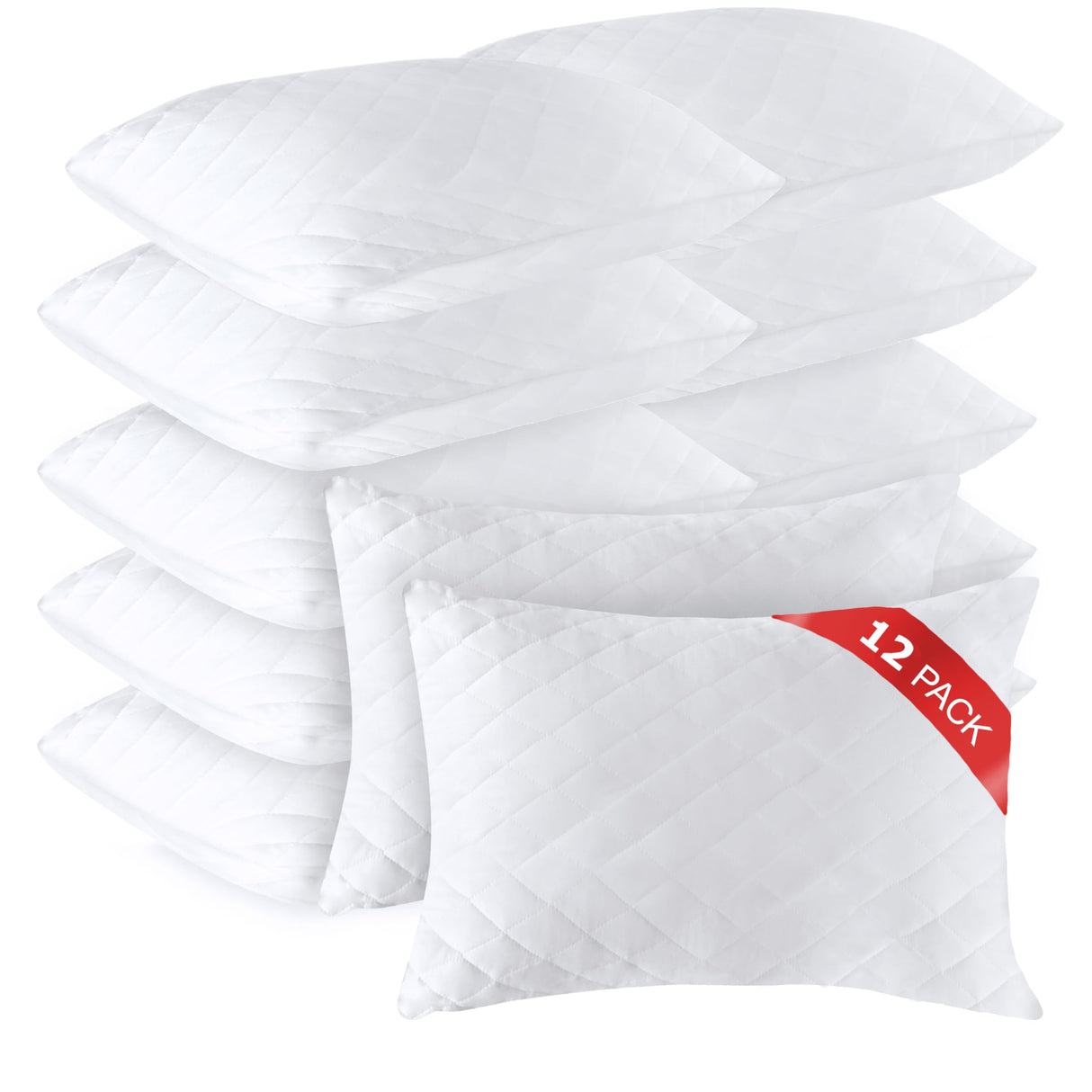 Diamond Elegant Bed Pillows in Bulk for Sleeping Queen Size 12 Pack Pillows