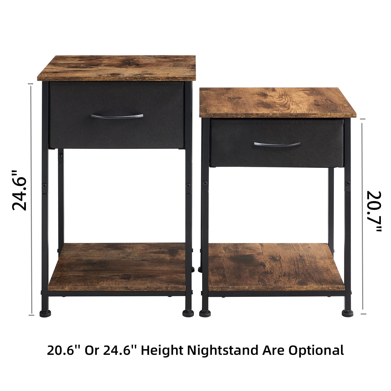Nightstand Set of 2, Bedside Table End Table for Bedroom Dorm Nursery Living Room