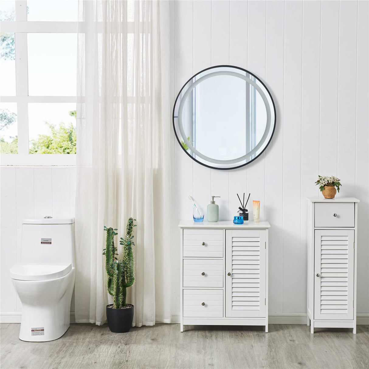 White Bathroom Storage Cabinet with 3 Drawers