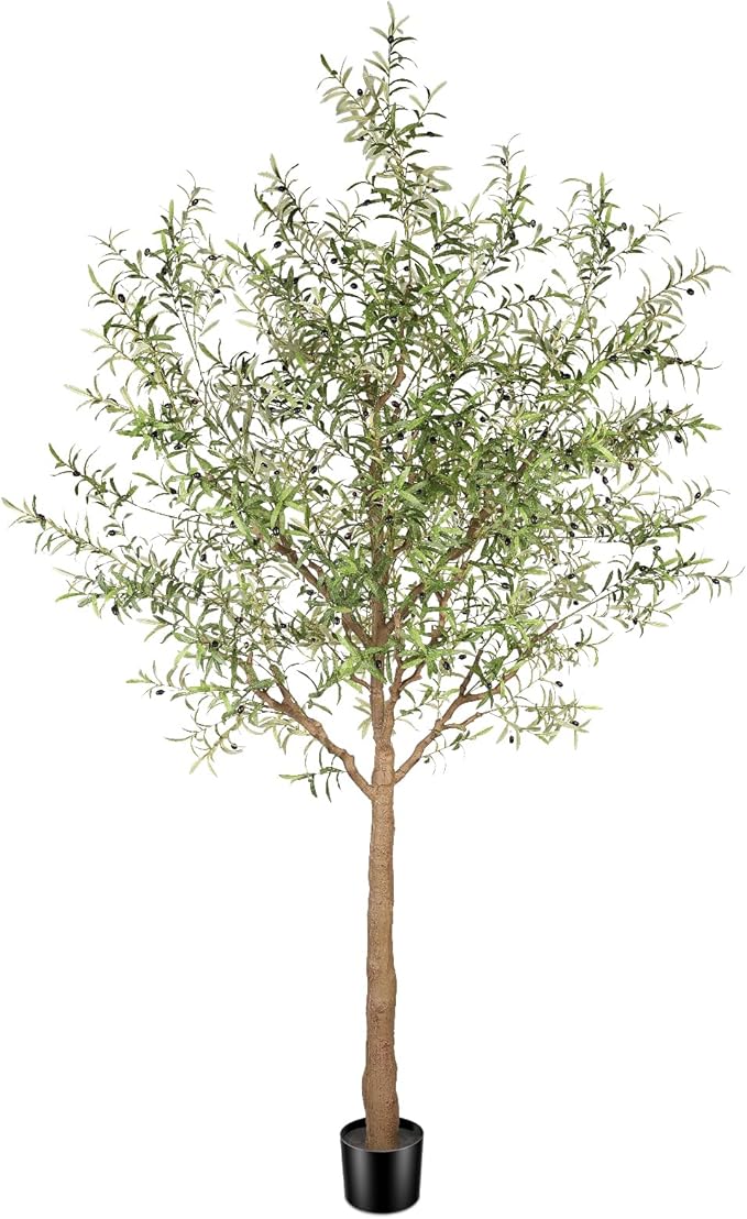 Faux Olive Tree 10ft - Tall Artificial Olive Tree 10 Feet Indoor - Large Fake Plants Olive
