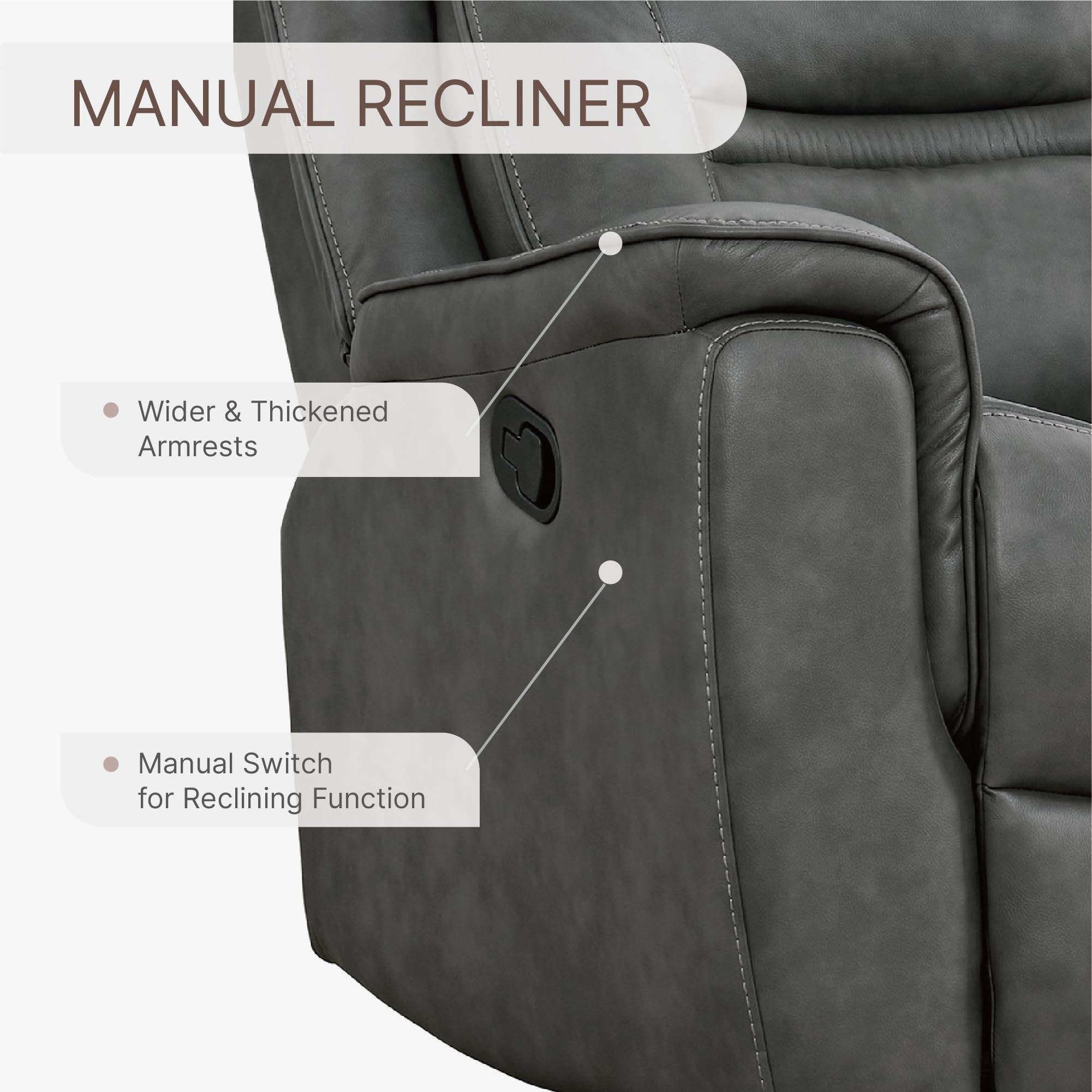 LuxeGlide Oversized Swivel Rocker Recliner Chair – Faux Leather Manual Recline