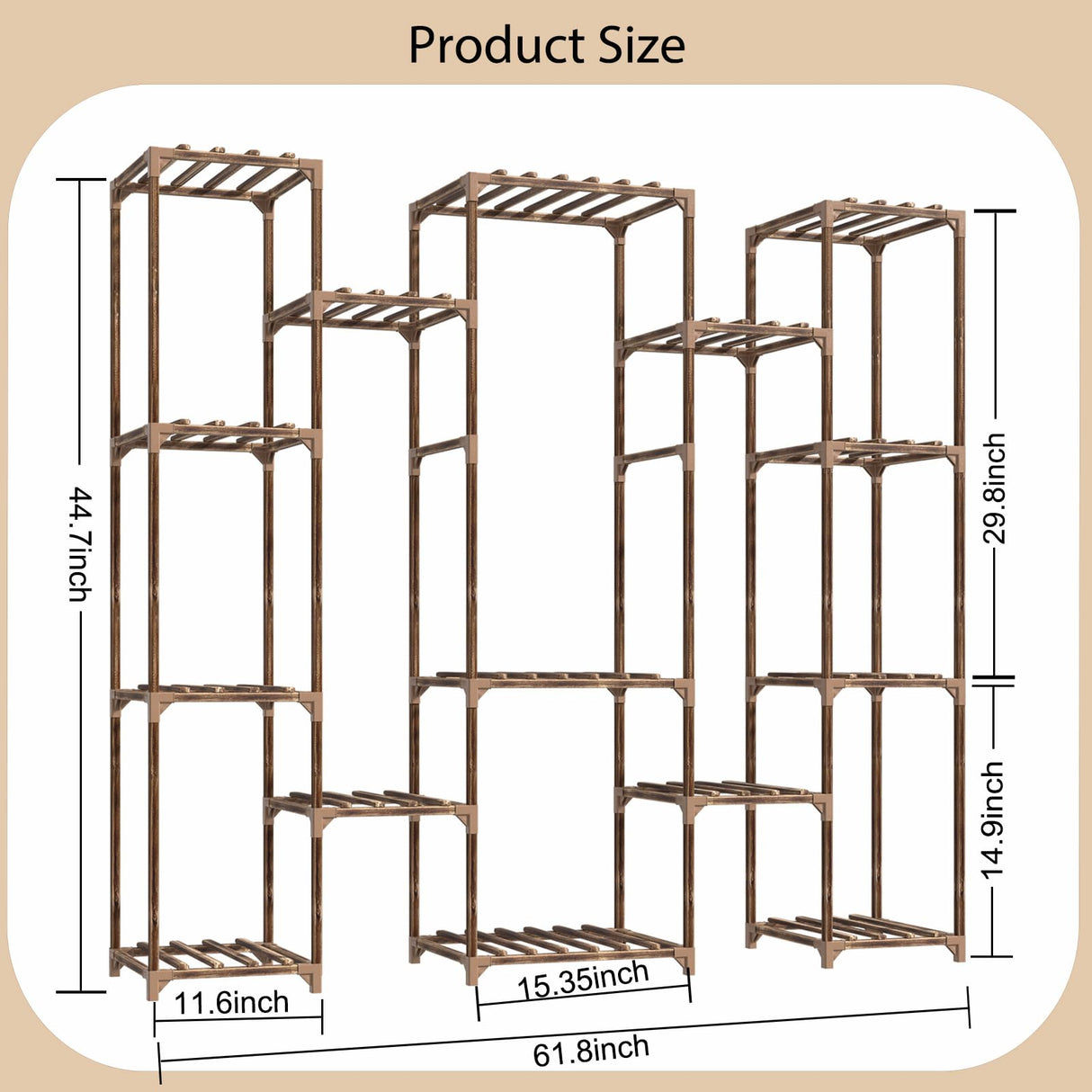 15-Tier Wooden Plant Stand | Large Indoor & Outdoor Flower Shelf