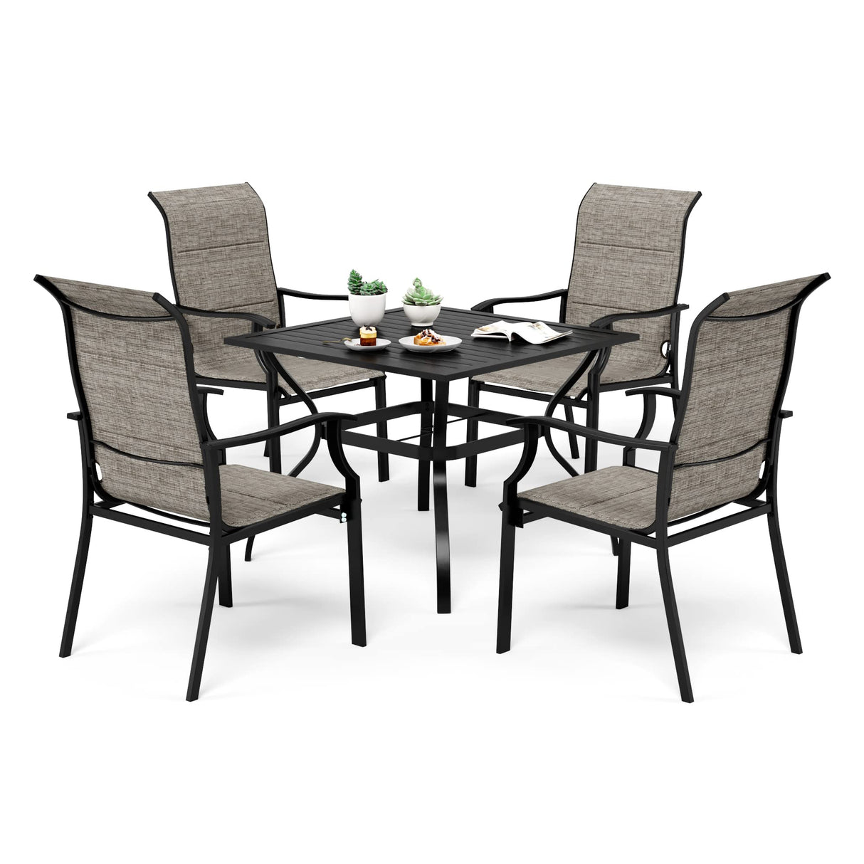 5 Pieces Patio Dining Set, 4 People Outdoor Furniture Set