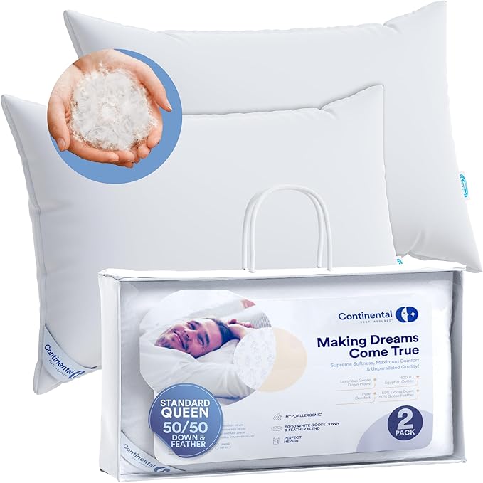 Comfort and Support 50/50 Pillow, Super Standard (Pack of 2)