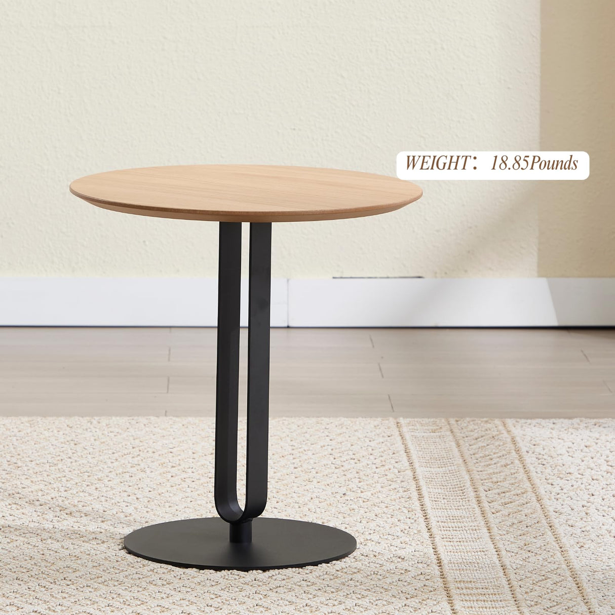 20.5" H Round End Table, Modern Small Coffee Table, Solid Wood Top