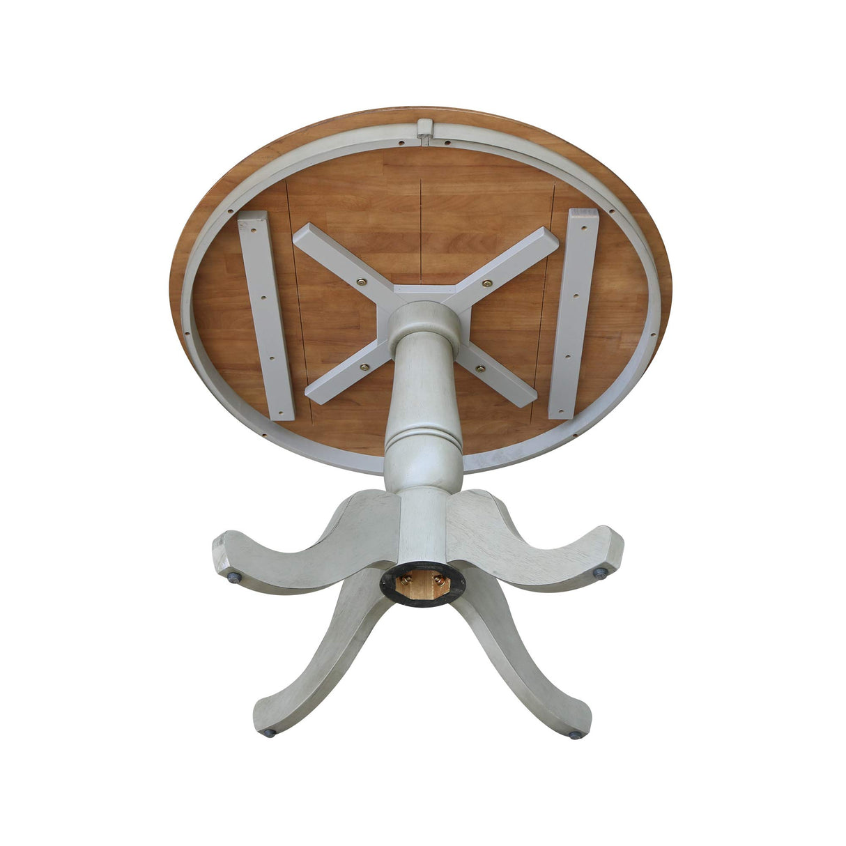 IC International Concepts International Concepts 36-inch Round Top Pedestal Dining Height Table, Distressed Hickory/Stone