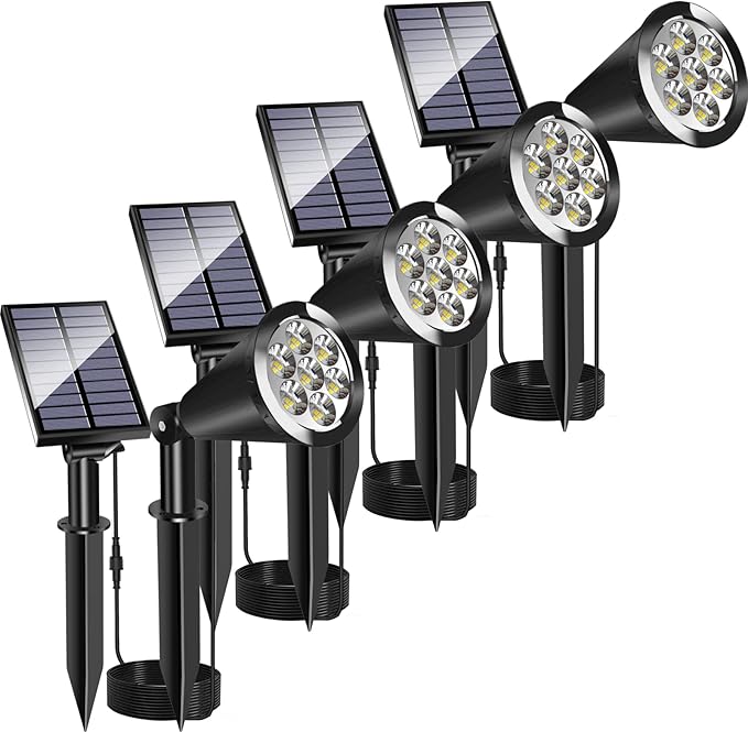 Solar Spot Light Outdoor, Waterproof Solar LED Landscape Lights Dusk to Dawn