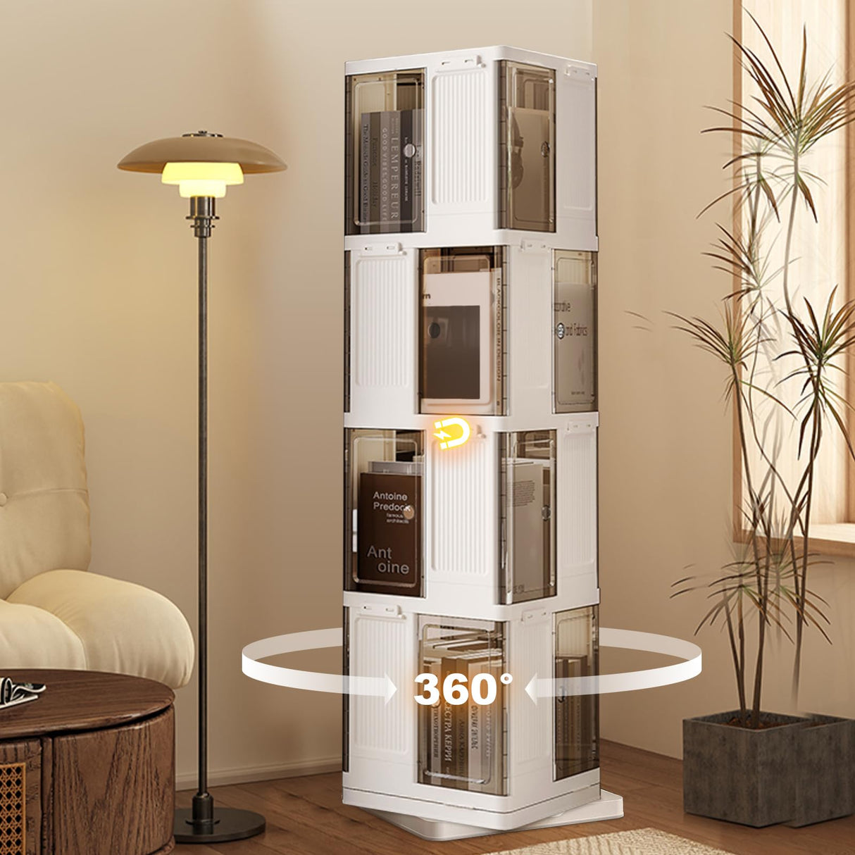 360 Degree Revolving Bookcase - 4 - Layer Spinning Bookshelf Tower