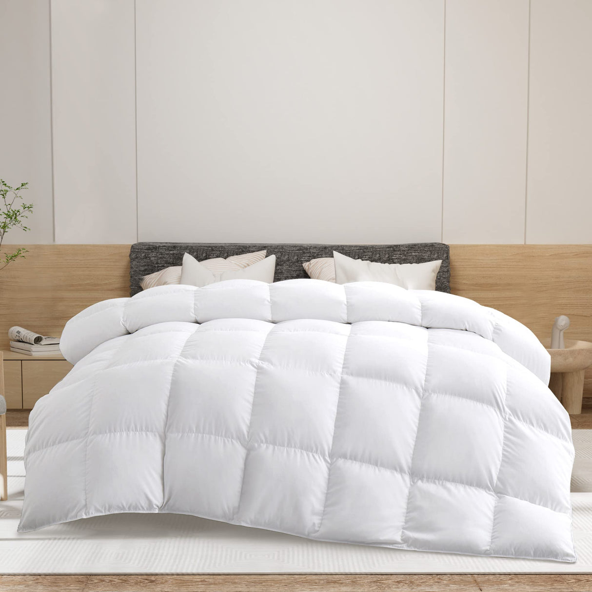 Down Comforter King Size, Extra Warmth Heavyweight Duvet Insert, Ultra-Soft Shell Fluffy