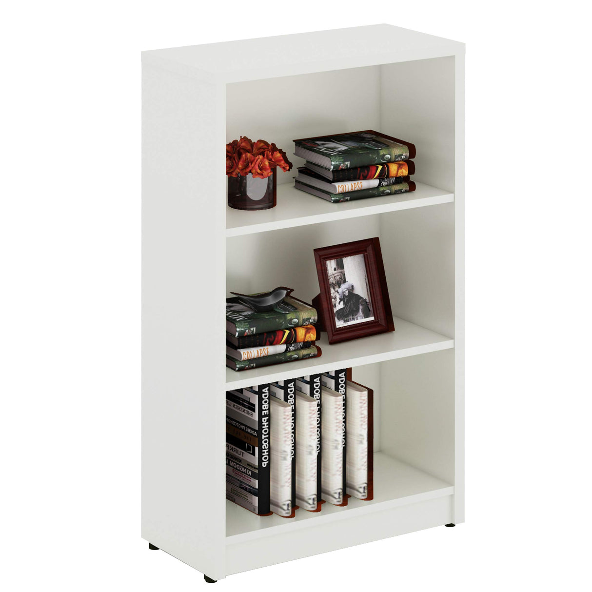 3 Shelf Wood Bookcase Freestanding Display Shelf Adjustable Layers Bookshelf for Home