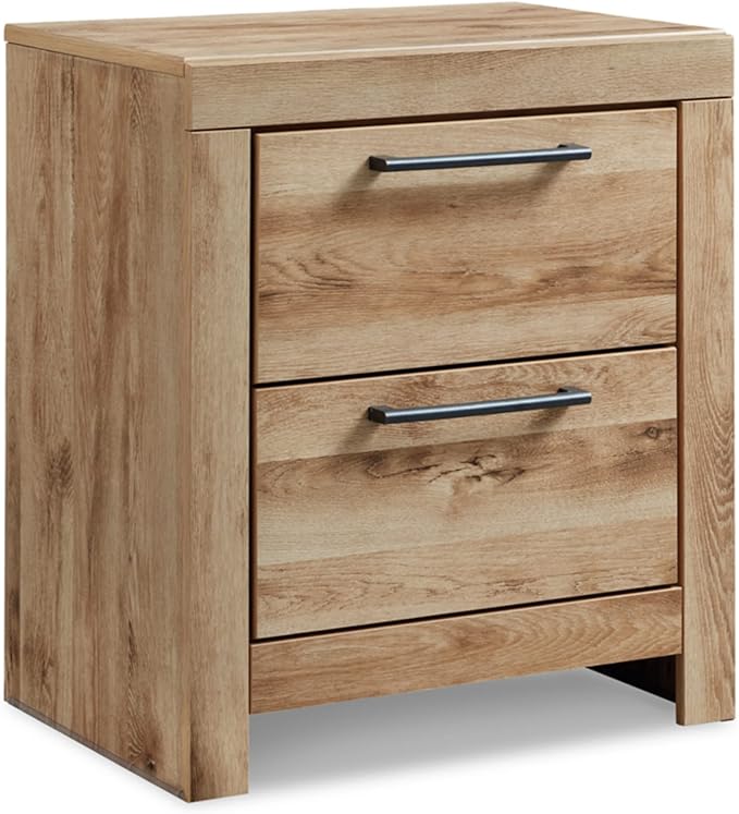 Culverbach Modern 2 Drawer Nightstand with 2 USB Charging Stations, 24.37" Tall, Weathered Gray