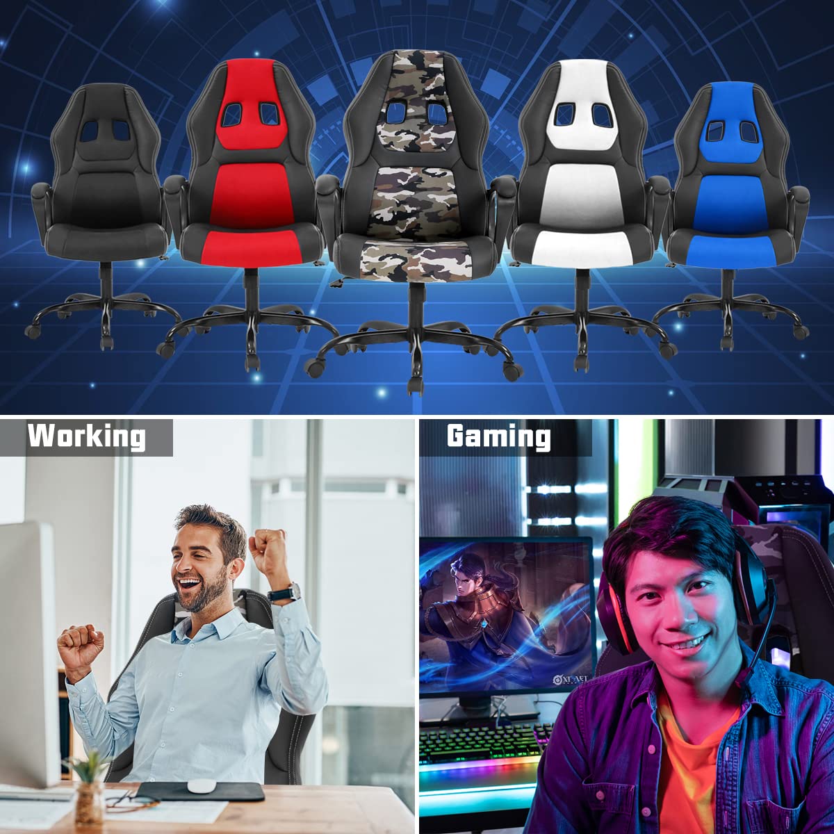 Gaming Chair PC Computer Chair Office Chair for Adult Teen Kids