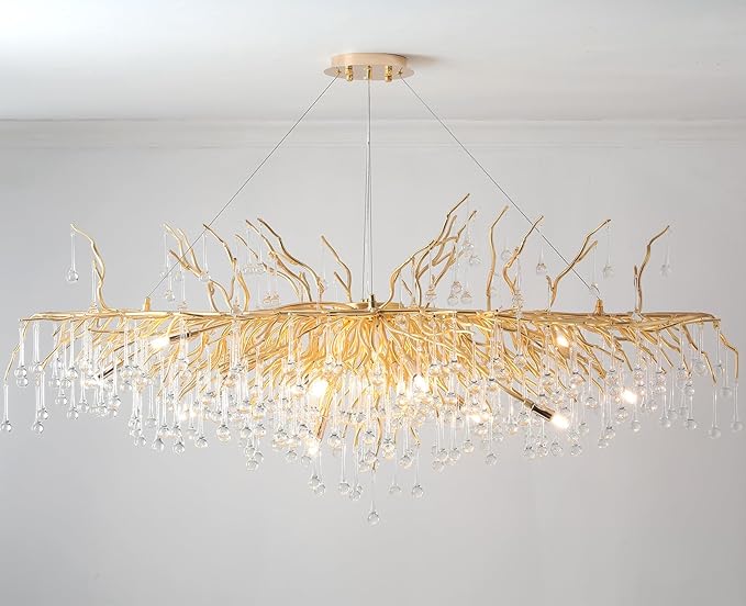 Black Chandelier, Modern Crystal Chandelier Frosted Tree Branch Chandelier Large Kitchen