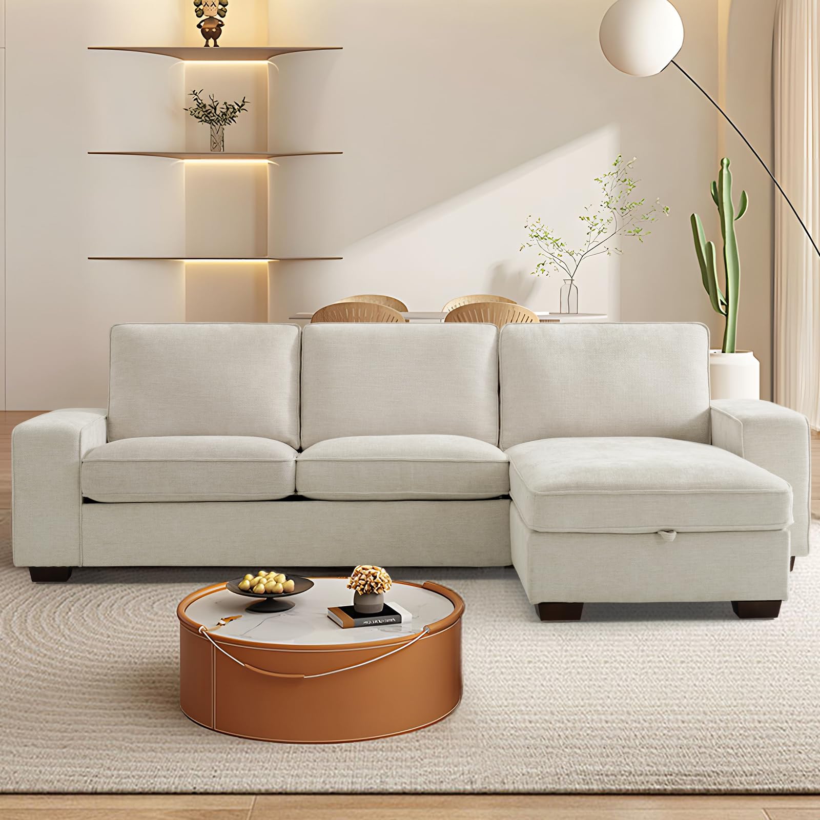 99" Convertible Sectional Sofa Couch with Chaise Storage, Modern L Shaped Reversible