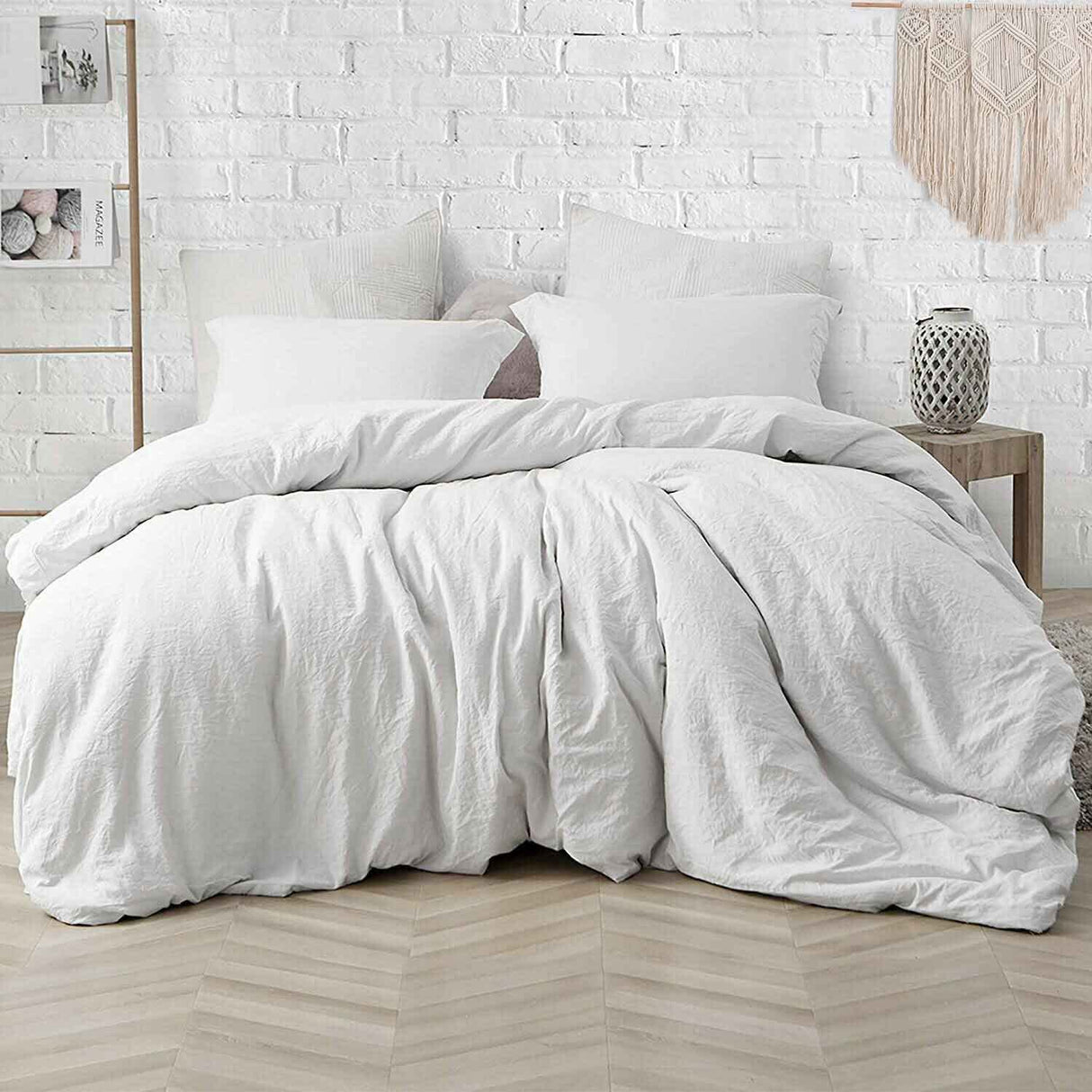 White Comforter Queen Size, 3 Piece Soft Modern Bedding Set & Collections