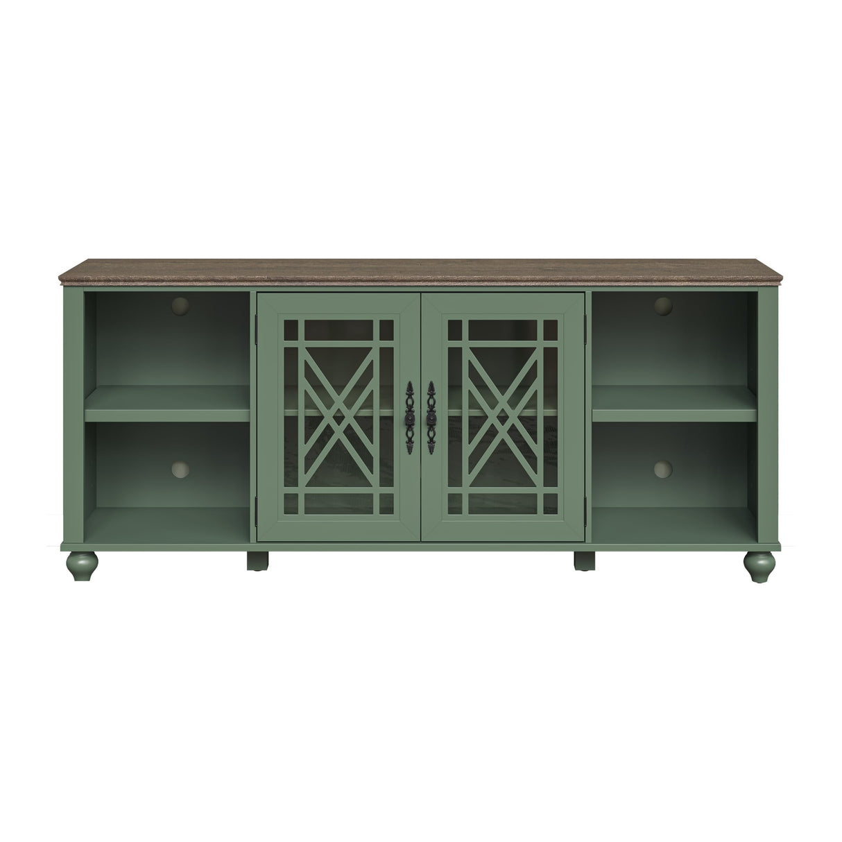 70 Inch TV Stand Entertainment Center with 2 Front Glass Doors and Shelf for TVs up to 80"