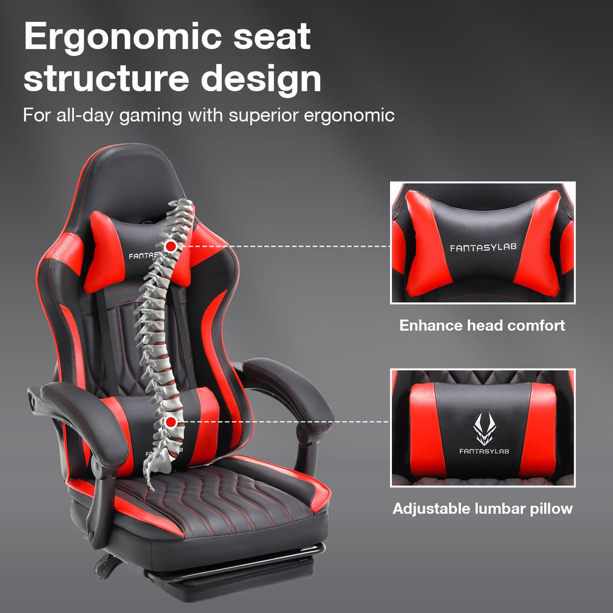 Gaming Chair with Speakers, High Back Computer Chair with Footrest