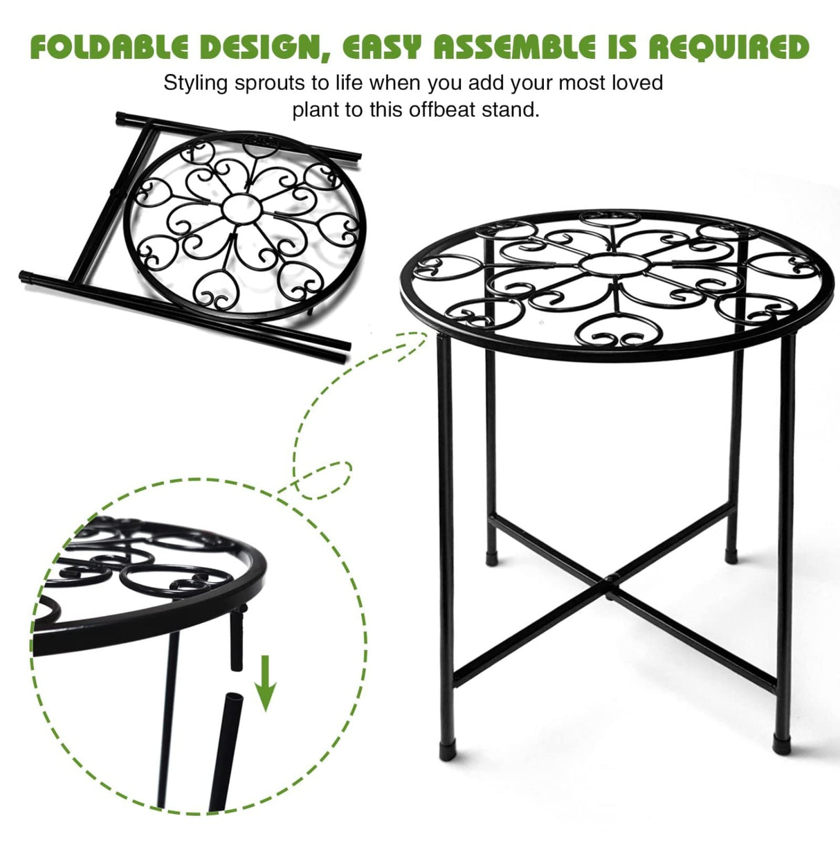 BlossomFrame 15” Tall Metal Plant Stand Set