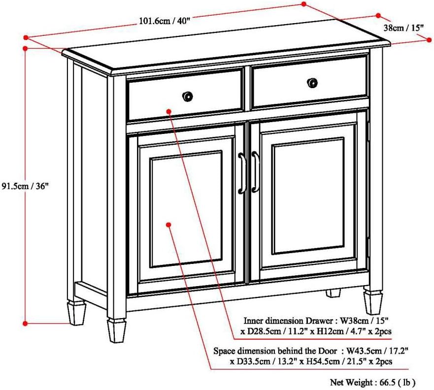 Connaught SOLID WOOD 40 Inch Wide Traditional Entryway Storage Cabinet in Dark Chestnut Brown