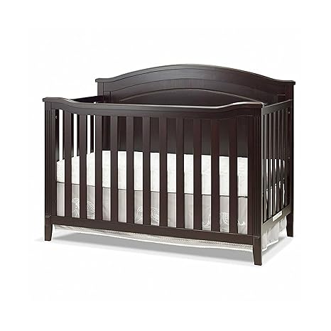 Berkley Round Top Crib, Classic 4-in-1 Convertible Crib, Made of Wood, Non-Toxic Finish, Wooden Baby Bed, Toddler Bed, Child’s Daybed and Full-Size Bed, Nursery Furniture-Gray