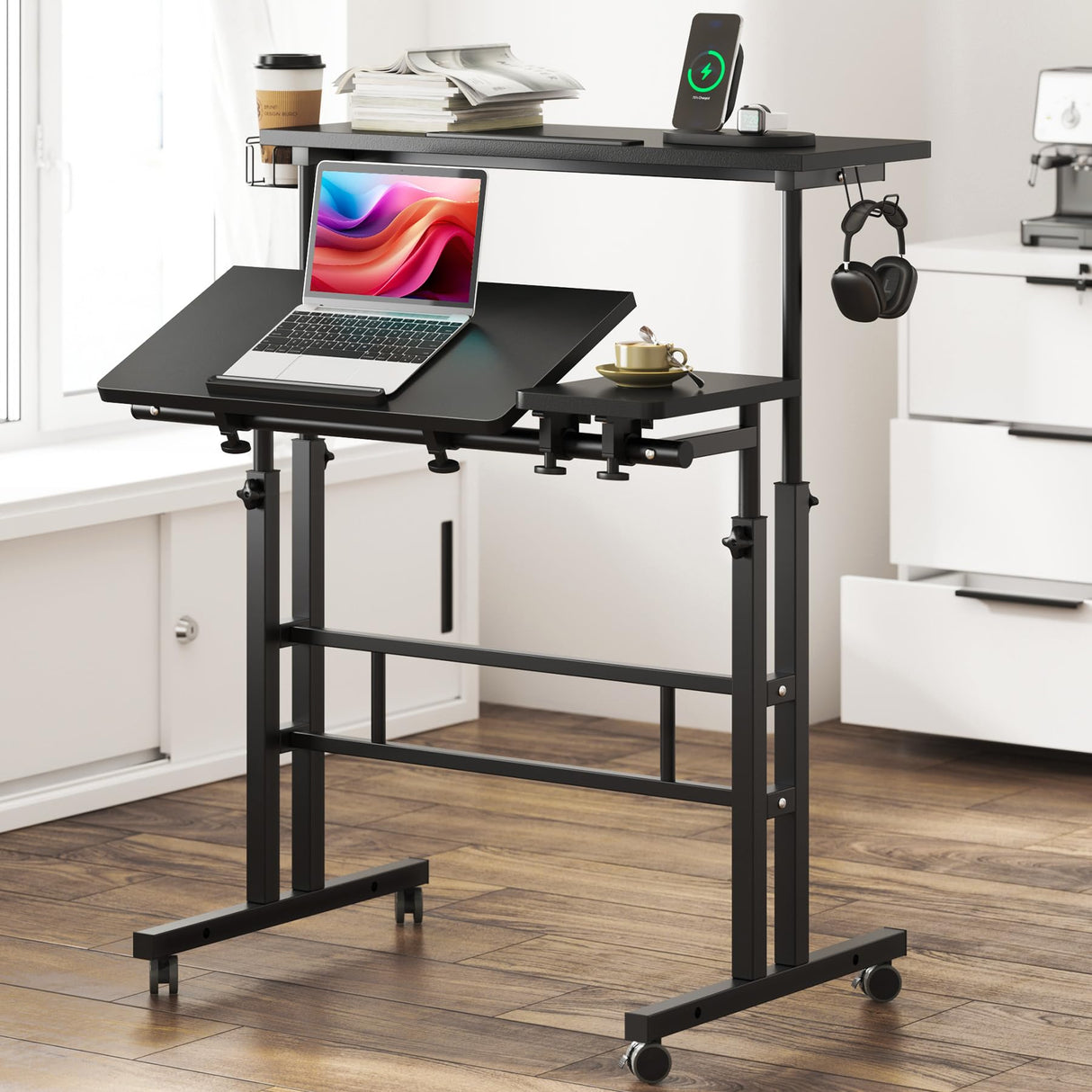 Standing Desk Adjustable Height, Stand Up Desk with Cup Holder
