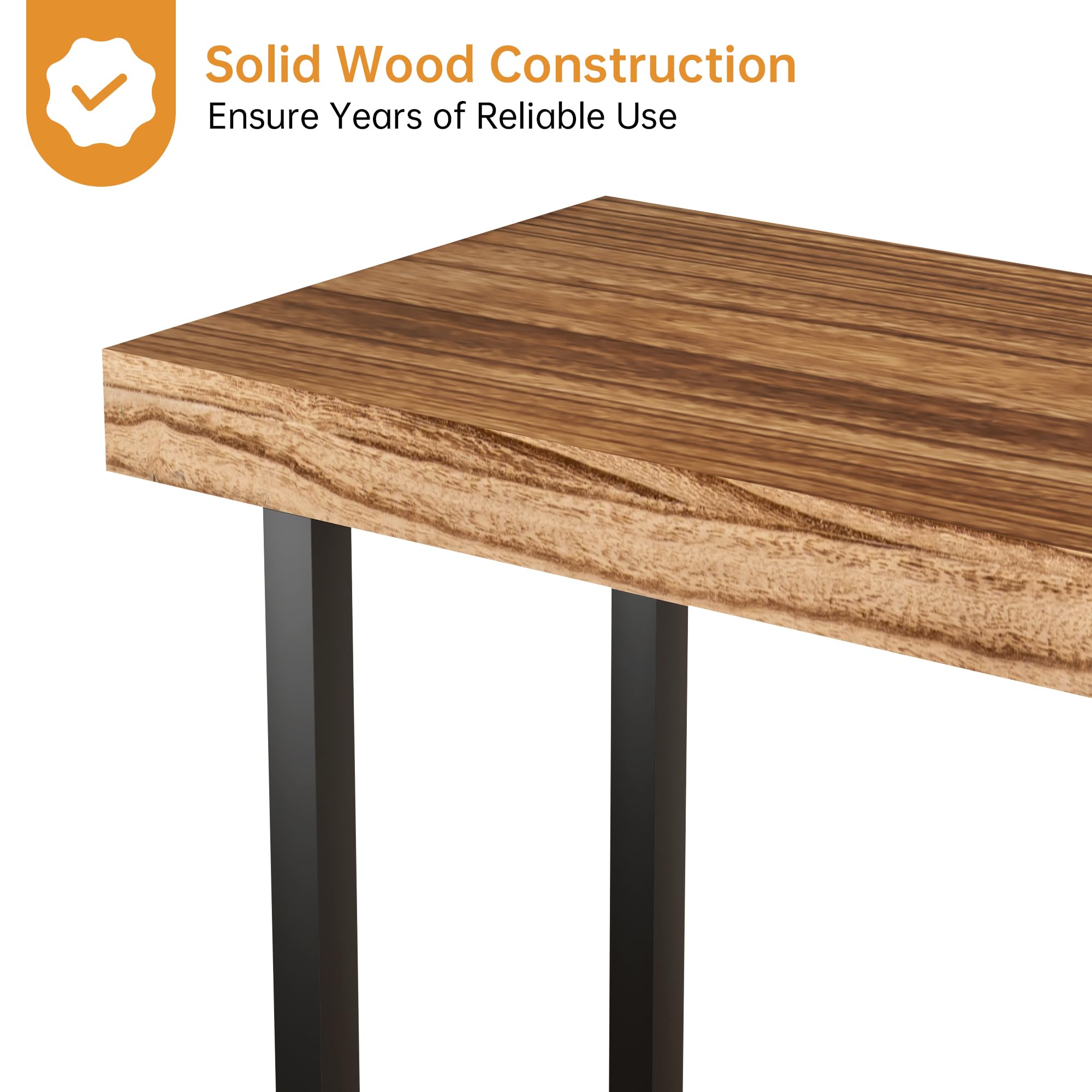 Industrial Solid Wood Console Table, 2 Tier Entryway Table with Storage Shelves