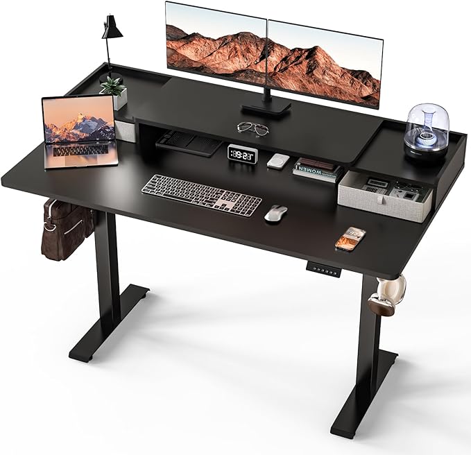 55 x 30 Inch Standing Desk with Drawers, Adjustable Height Electric Sit Stand Desk