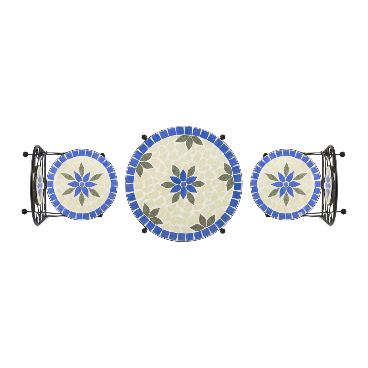 Corporation Blue and Beige Mosaic Bistro Set