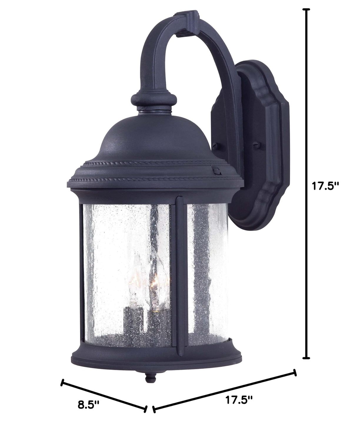 Outdoor Wall Light 9011-66 Hancock Cast Aluminum Exterior Wall Lantern, 180 Watts, Black