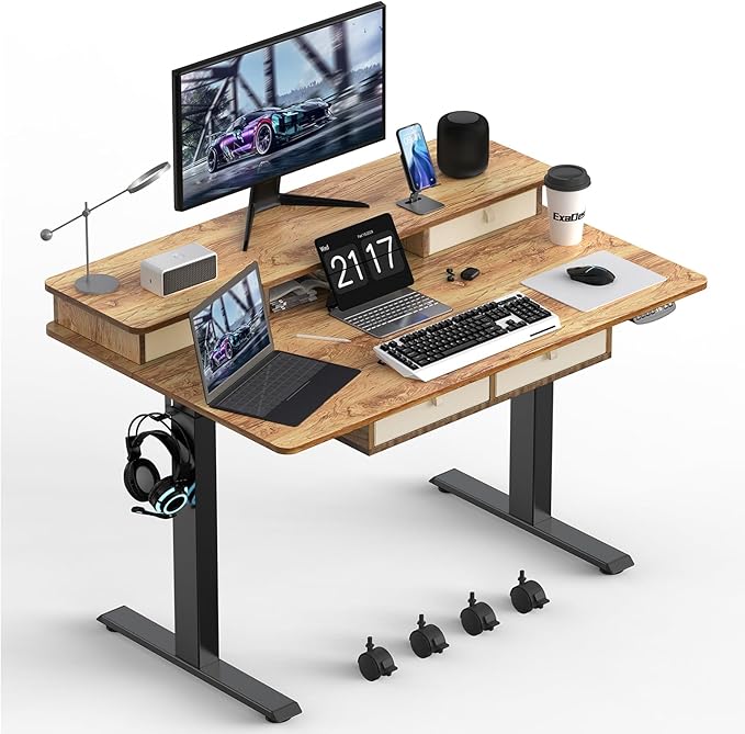 48 * 30 Inches Electric Standing Widened Desk Adjustable Height with 4 Drawers