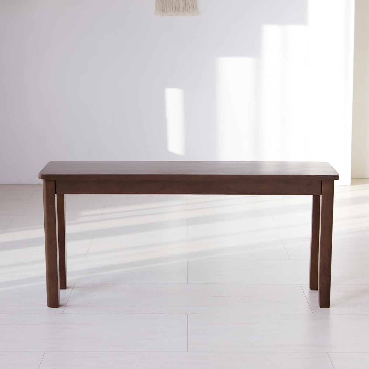 Cabin 37.4" Wooden Dining Bench/Small Modern Farmhouse Malaysian Oak Wood Bench (Walnut)