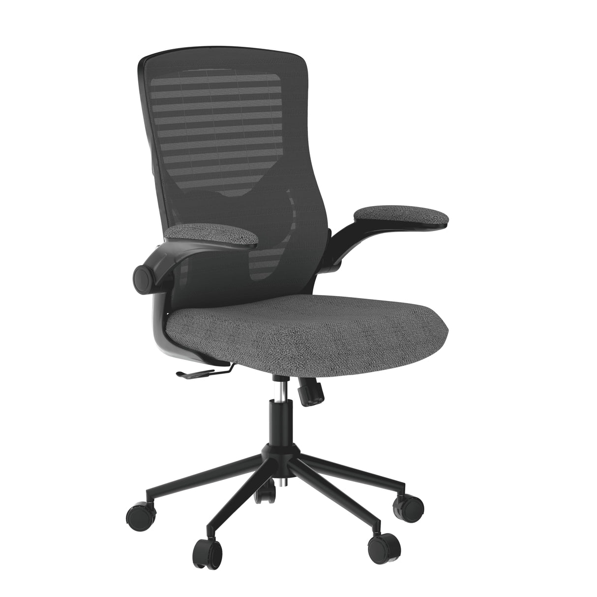 High Back Desk Chair with Adjustable Lumbar Support, Ergonomic Mesh Computer Chair with Premium Cold-Cured Cushion, Height Liftable Swivel Chair, Black/Grey