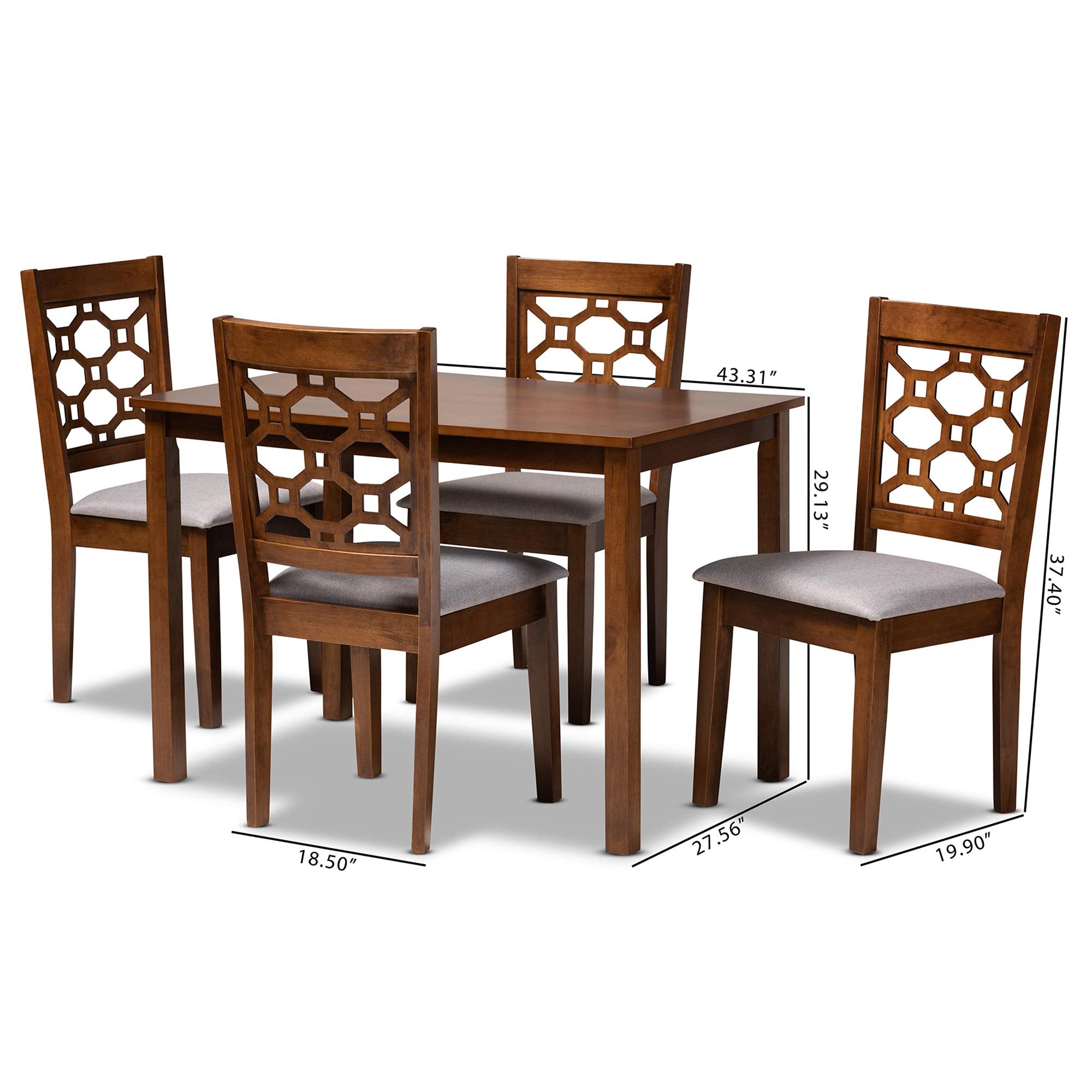 Henry Modern and Contemporary Grey Fabric Upholstered and Walnut Brown Finished