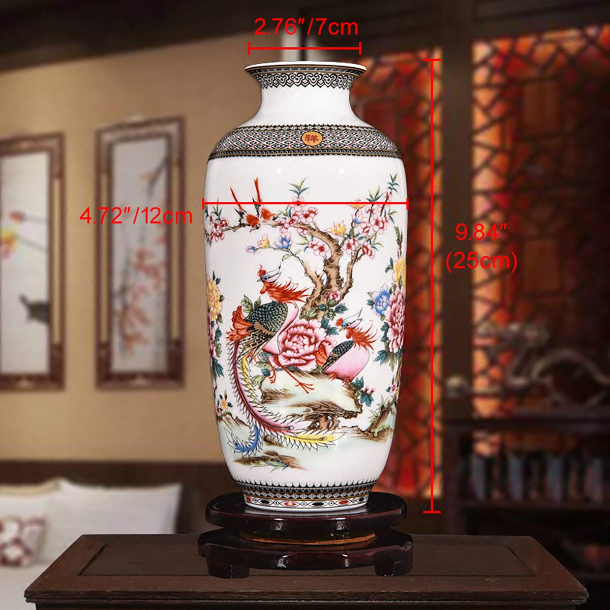 Classic Antique White Clay Ceramic Vases, from Jingdezhen Flower Bird Painting