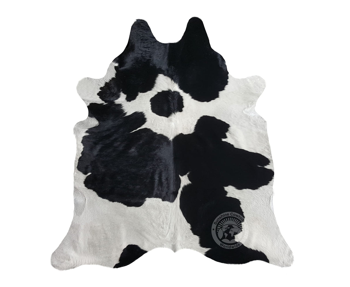 100% Genuine Black and White Cowhide Rug - Modern Style Animal Skin Rug