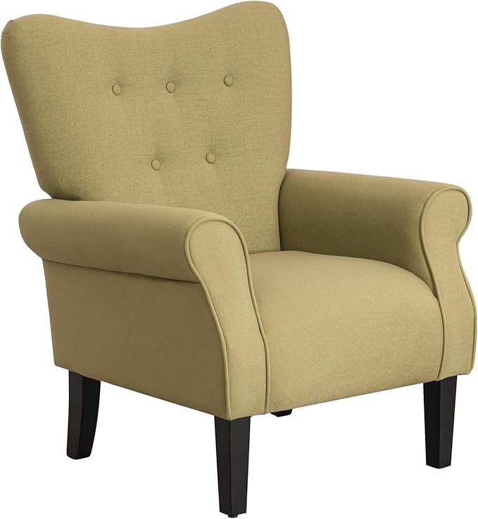 Mid Century Wingback Arm Chair,Modern Upholstered Fabric High Back Accent Chair