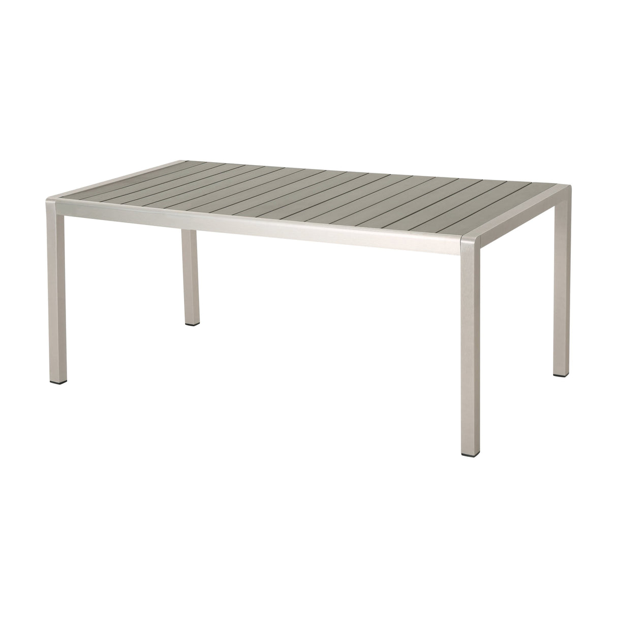 Coral Outdoor Aluminum Dining Table with Faux Wood Top - Gray Finish